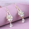 Transformable Fashion Rhinestone Flower Drop Earrings with Elegant and Slimming Ear Hook Design