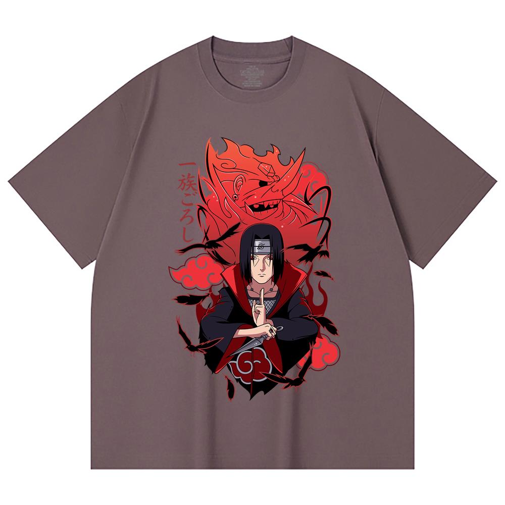 230 g/m² 100% bavlna Naruto V12 potisk Itachi Unisex těžké bavlněné tričko