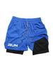 Men's 2-in-1 Running Shorts with RUN Print - Gym Workout Quick Dry Compression Sport Shorts for Fitness Jogging 00432
