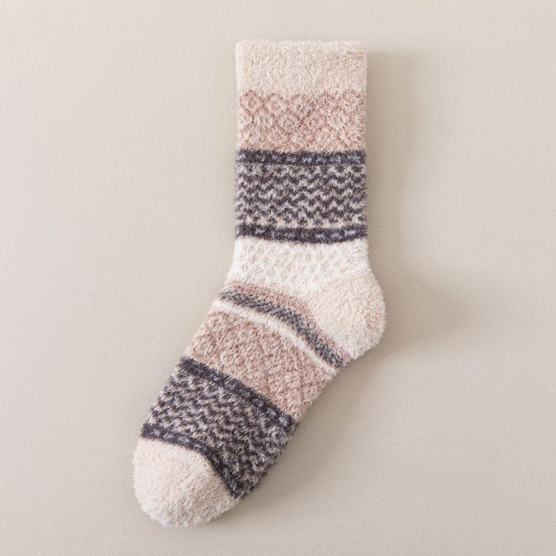 Autumn and Winter Coral Fleece Socks for Women Warm Floor Socks Home Tube Socks Sleep Socks Half Fleece