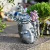 Handmade Girl Face Stump Planter 5" Resin Head Tree Stump Flower Vase with Drainage Hole for Outdoor Garden Patio Desk Decor