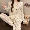 Dessert Cute Lace Doll Collar Pajamas Women'S Spring And Autumn Cloud Cotton Long Sleeves Cute Cartoon Loungewear Set