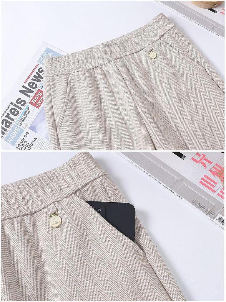Mom's High-Waisted Drapey Wide-Leg Pants for Autumn/Winter - Plus Velvet for Middle-Aged and Elderly Women