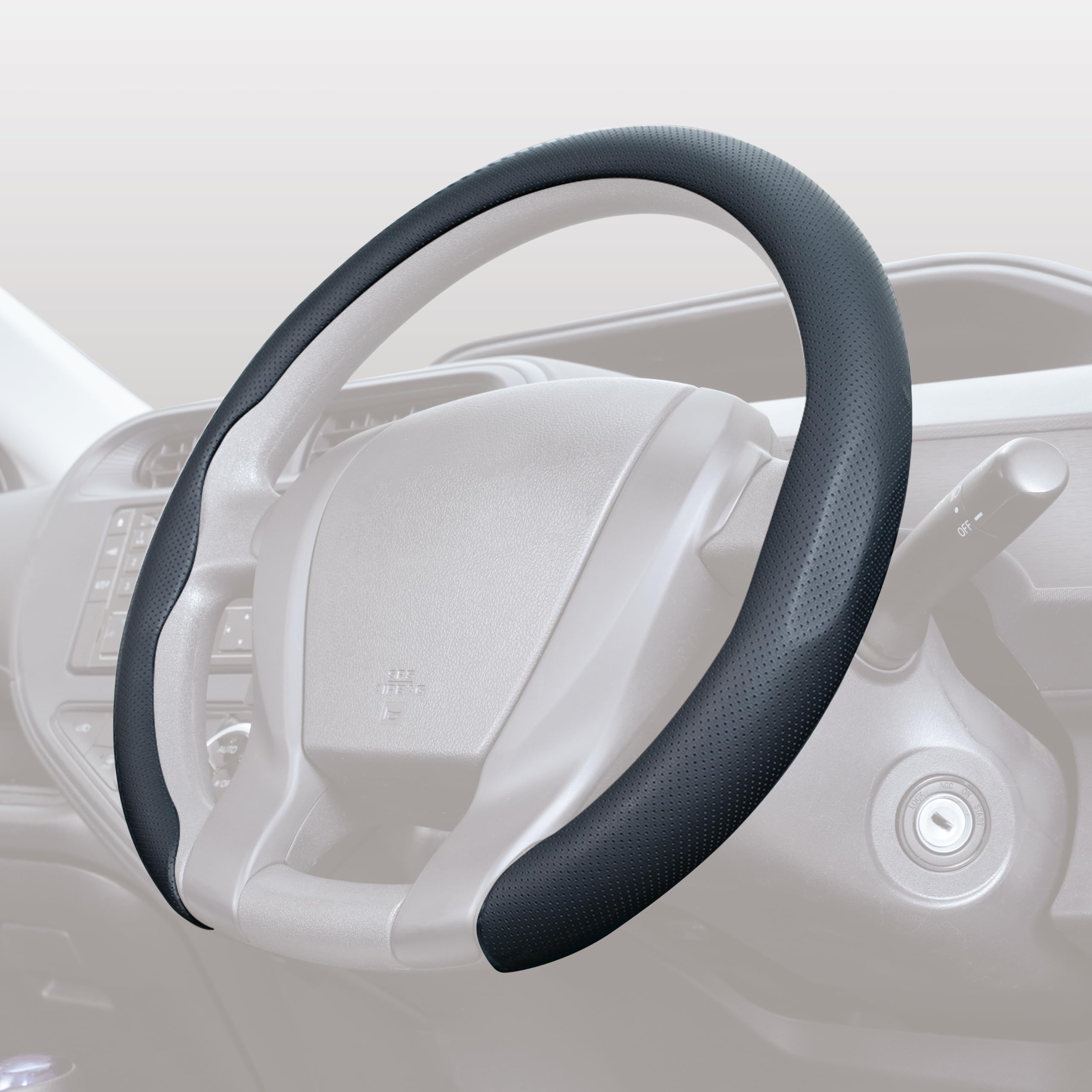 

SEIWA Car Interior Steering Wheel Perforated Leather Fits Steering Simply Place Over Steering New Compatible with Kei and Standard Cars чорний