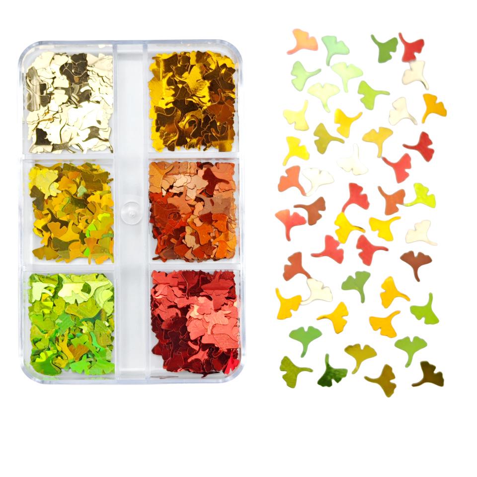 Autumn Ginkgo Leaf Irregular Resin Sequins for DIY Nail Art