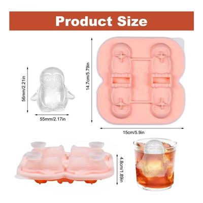 Ice Cube Tray,Silicone Ice Cube Tray with Lid,Penguin Ice Cube Trays for Whiskey Cocktails Gin Beer Juice, DIY Ice Cube Mold