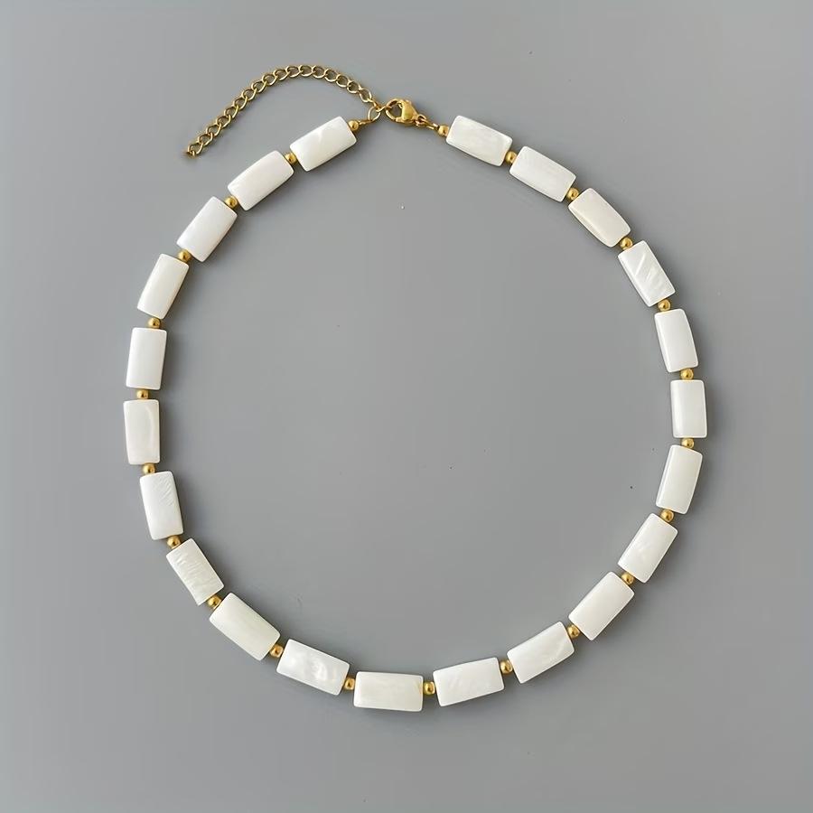 Women'S Neck Chain Rectangular Shell Necklace Women'S Light Luxury Fashion Bamboo Temperament Versatile Necklace