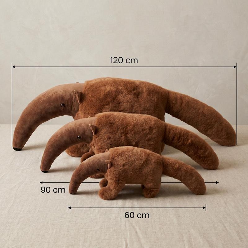 Favorite Toy Unisex Kids Brown Big Size Lifelike Anteater Plush Toys Soft Fluffy Anteater Throw Pillow Cozy Warm Children Hugging Animal Doll Kawaii Decor