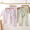 Cotton Gauze Couples Sleepwear Set With Sleeveless Shorts For Summer Home Lounge