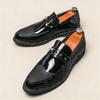 Fashion New Punk Rivet Pointed Black Pu Leather Shoes for Men Luxury Designer Formal Wedding Prom Dress Homecoming Footwear