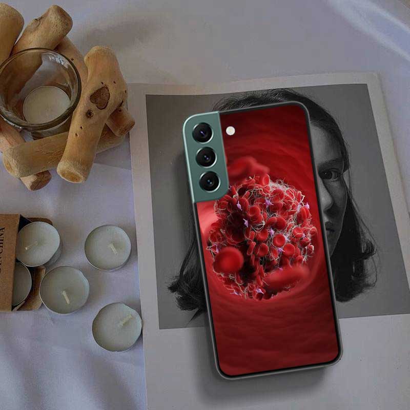 Blood Platelets Under Microscope Phone Case For Samsung Galaxy S22 S25 Ultra S21 S10 Plus S26 Edge S20 S23 S24 FE Cover Sili