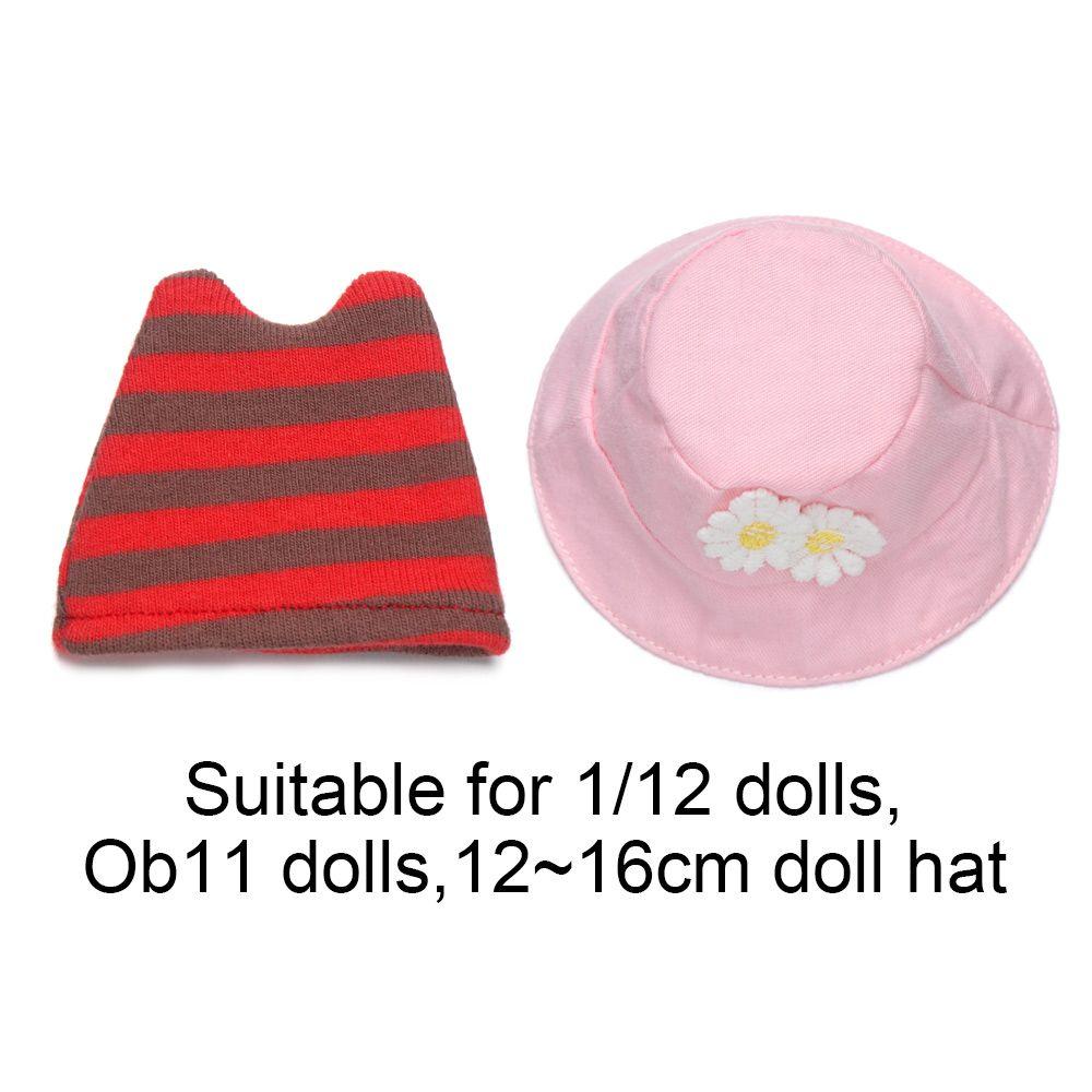 For 1/12 Bjd Fashion Cloth 1/12bjd Hat Striped Ear Hat Doll Clothes Accessories Doll Knitted Hat