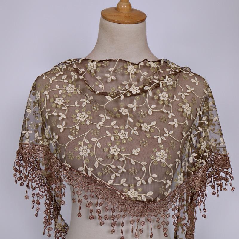 Sciarpa a scialle triangolare con stampa floreale, moda donna per primavera e autunno