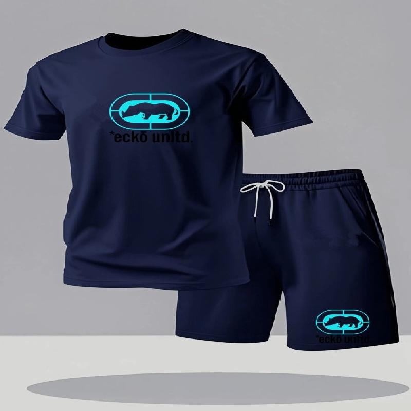 New Summer Men s Casual T-Shirt and Shorts Two-Piece Set Relaxed Fit Men s Short-Sleeve Breathable Athletic Set Two-Piece Set S