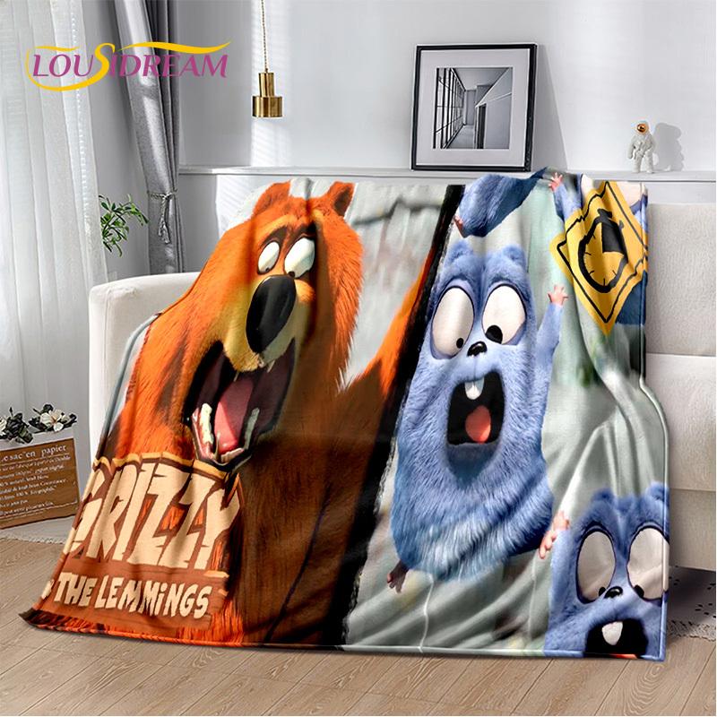 Cartoon 3D Grizzy und die Lemminge Decke, Weiche Überwurfdecke für Zuhause Schlafzimmer Bett Sofa Picknick Reise Büro Abdeckung Decke Kinder