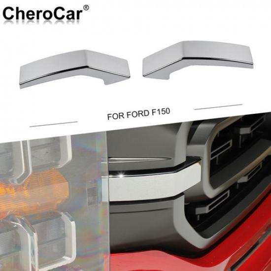 2x Przednia Środkowa Kratka Grill Dekoracyjna ert Dla Ford F150 21+ Chromowany Zewnętrzny