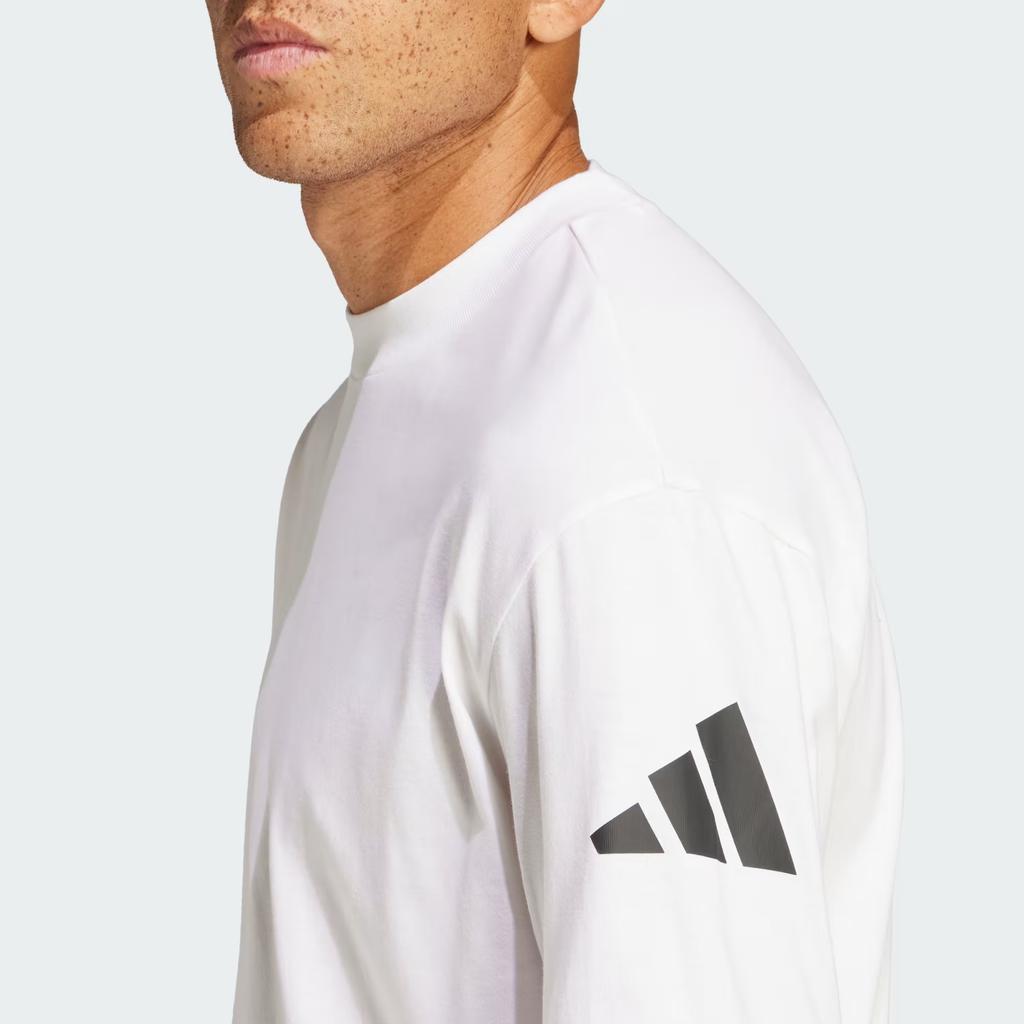 Adidas Essentials Loose Fit 3 Bar Logo T-Shirt White/Black Men Streetwear JC9296