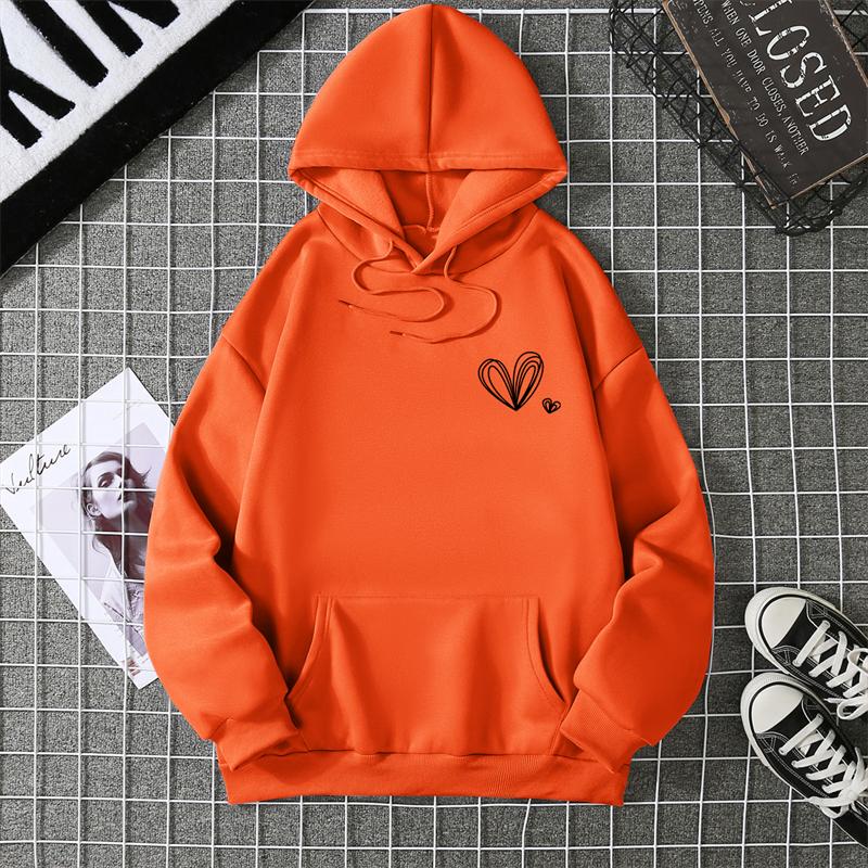 A Simple Depiction Of Love Printed Women Hooded Graphic Funny Hoodies O-Neck Loose Casual Tops Sport Street Sweatshirt