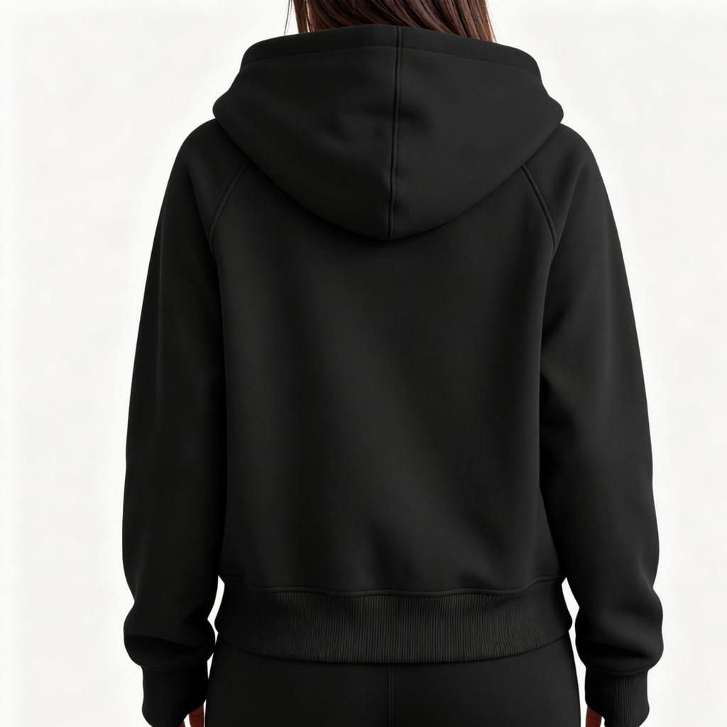 Giacca Felpa con Cappuccio da Donna alla Moda Corta con Zip e Maniche Lunghe per Uso Casual