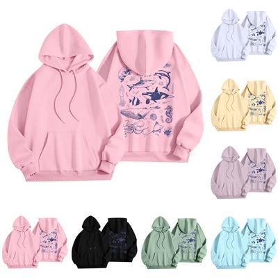 Women's Fashion Women's Lightweight Long Sleeve Pullover With Pockets Preppy Graphic Hoodie