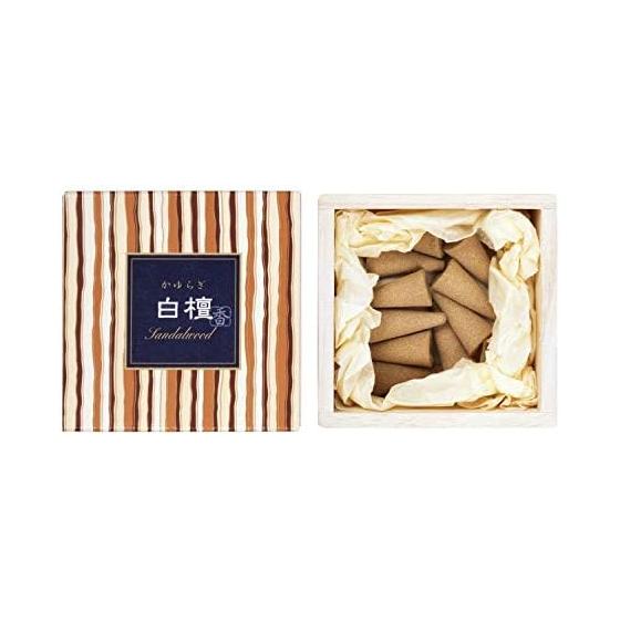 Kayuragi Sandalwood Сандаловое дерево Конус 12 благовоний с подставкой для благовоний Nippon Kodo Incense Благовония палочки Сделано в Японии Коробка из павловнии Сандаловое дерево