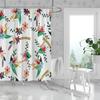 1 Piece of 180x180cm Green Leaf Pink Flower Digital Printing Shower Curtain Partition, Bathroom Waterproof and Mold Resistant