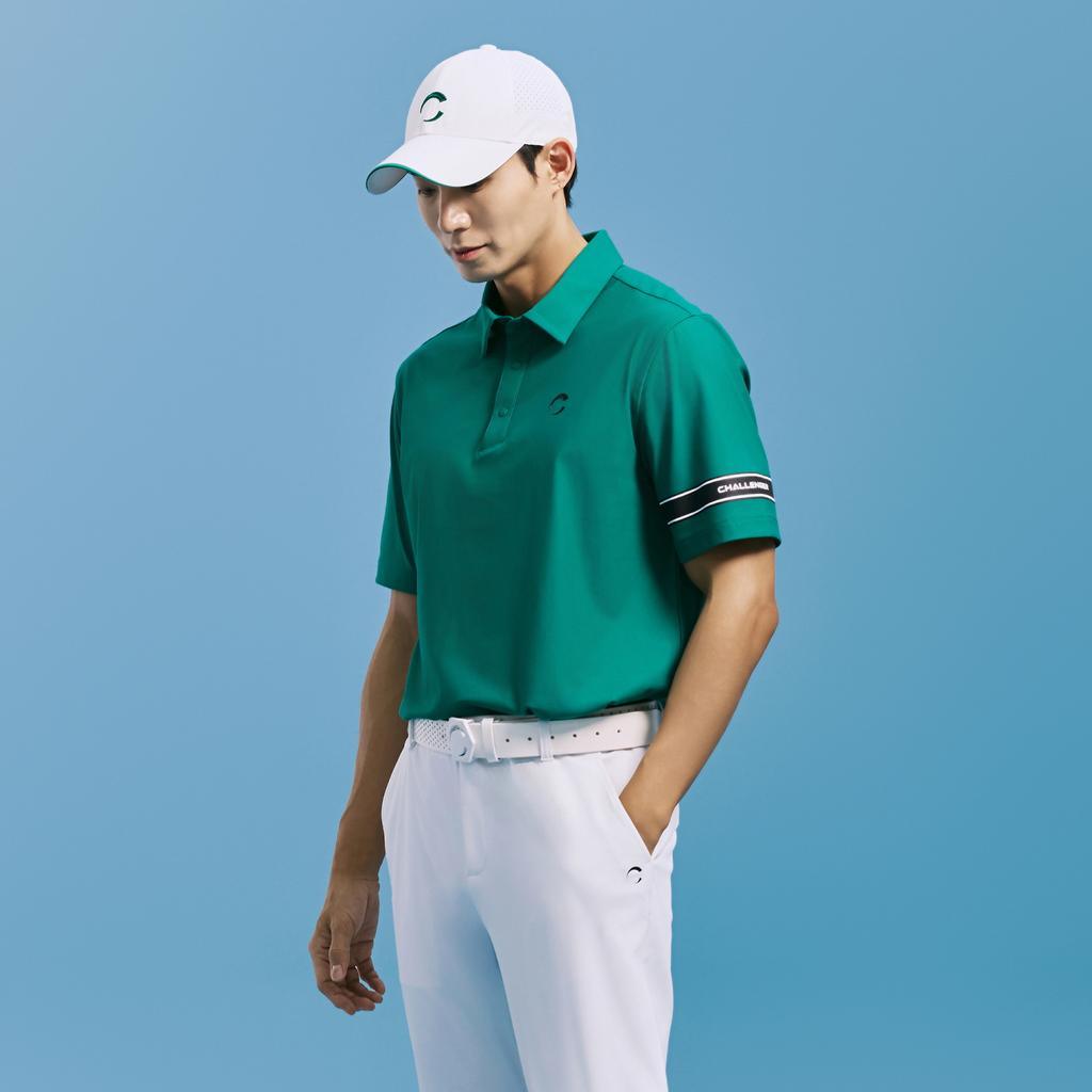 CHALLENGER Men'S Poly Sleeve Print Point Collar Short Sleeve T-Shirt Green