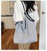 Korean Nylon Striped Casual Single Shoulder Bag - Large Capacity Artistic Underarm Handbag