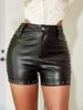 Rose Beauty A  Rave Punk High Waist Stud Decor PU Leather Skinny Music Festival Mini Shorts