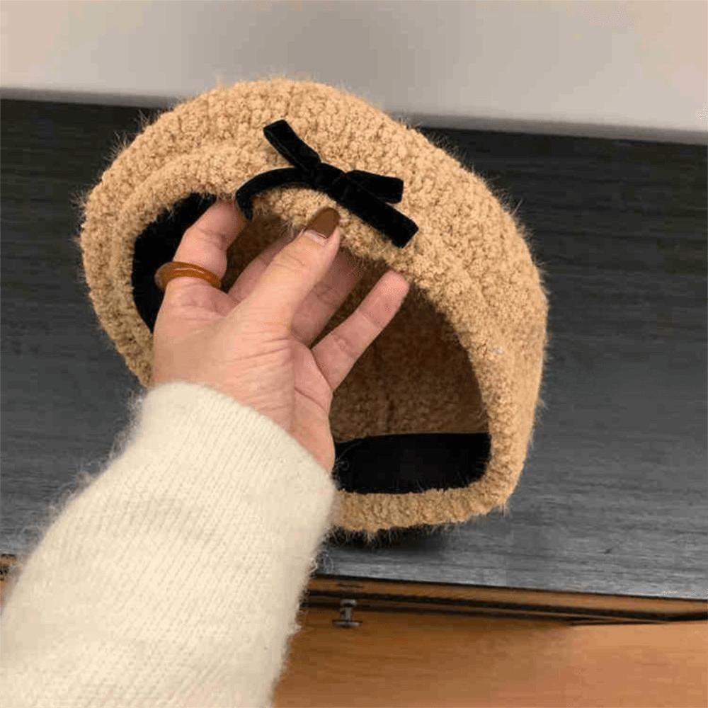 Bow Women Plush Beret Adjustable Newsboy Cap Retro Summer Tourism Beret  Autumn and Winter