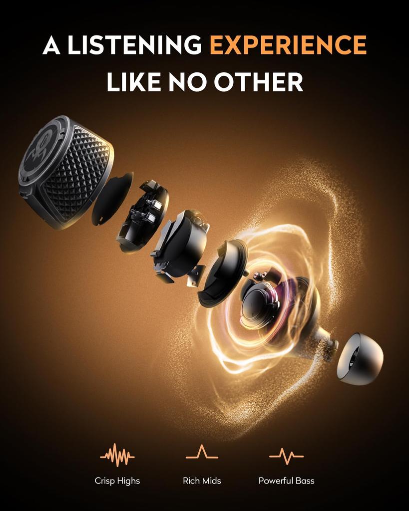 GravaStar Sirius Plus True Wireless Bluetooth ANC Active Noise IPX4 ENC Clear Customizable Weathering Yellow Earbuds, 5.3, Cancelling, 28-Hour