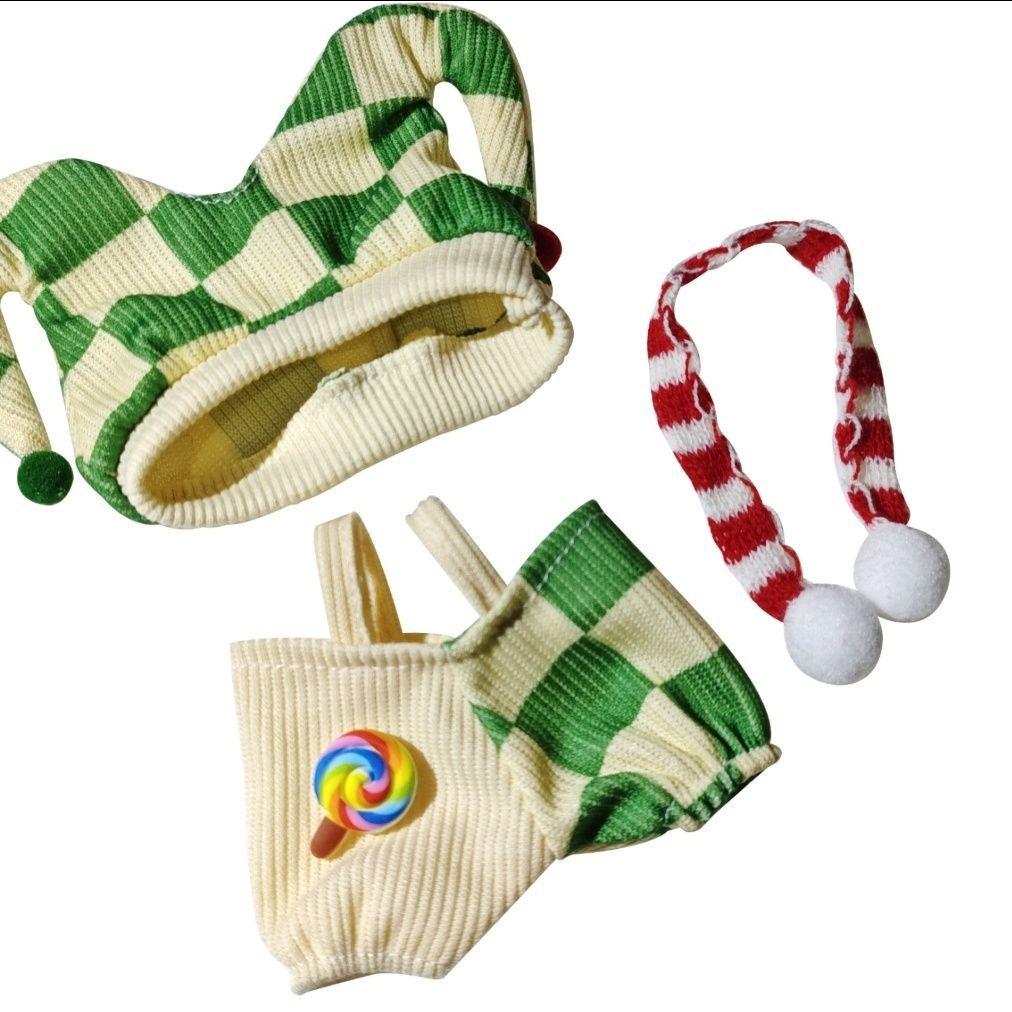 Christmas Doll Clothes for 15-17cm Labubu Dolls (Clothes Only, Handmade) зелёный