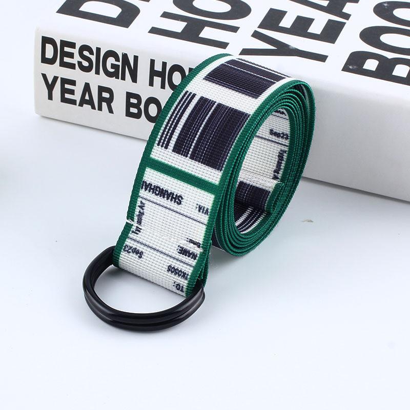 

Unisex Fabric Waist Belt With Double Ring Buckle And Canvas Strap For Daily Wear зелений
