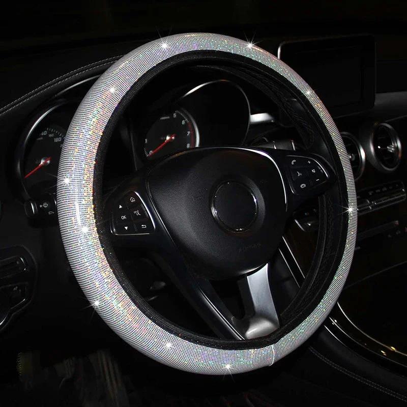 Car Universal 37/38cm Steering Wheel Cover Elastic Handle Cover Colorful Bronzing Diamond BlingBling Steering Wheel Accessories