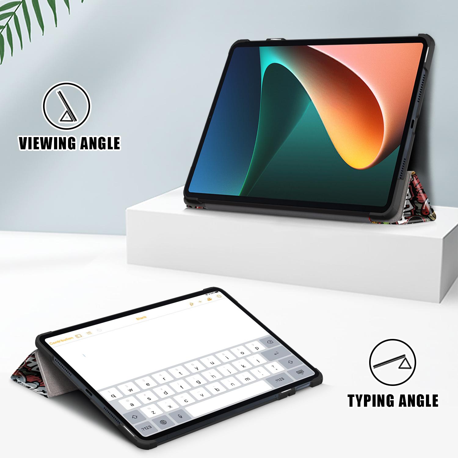 

For Xiaomi Pad 6 PU Leather Pattern Printing Tablet Case Tri-fold Stand Protective Cover with Auto Wake/Sleep Graffiti