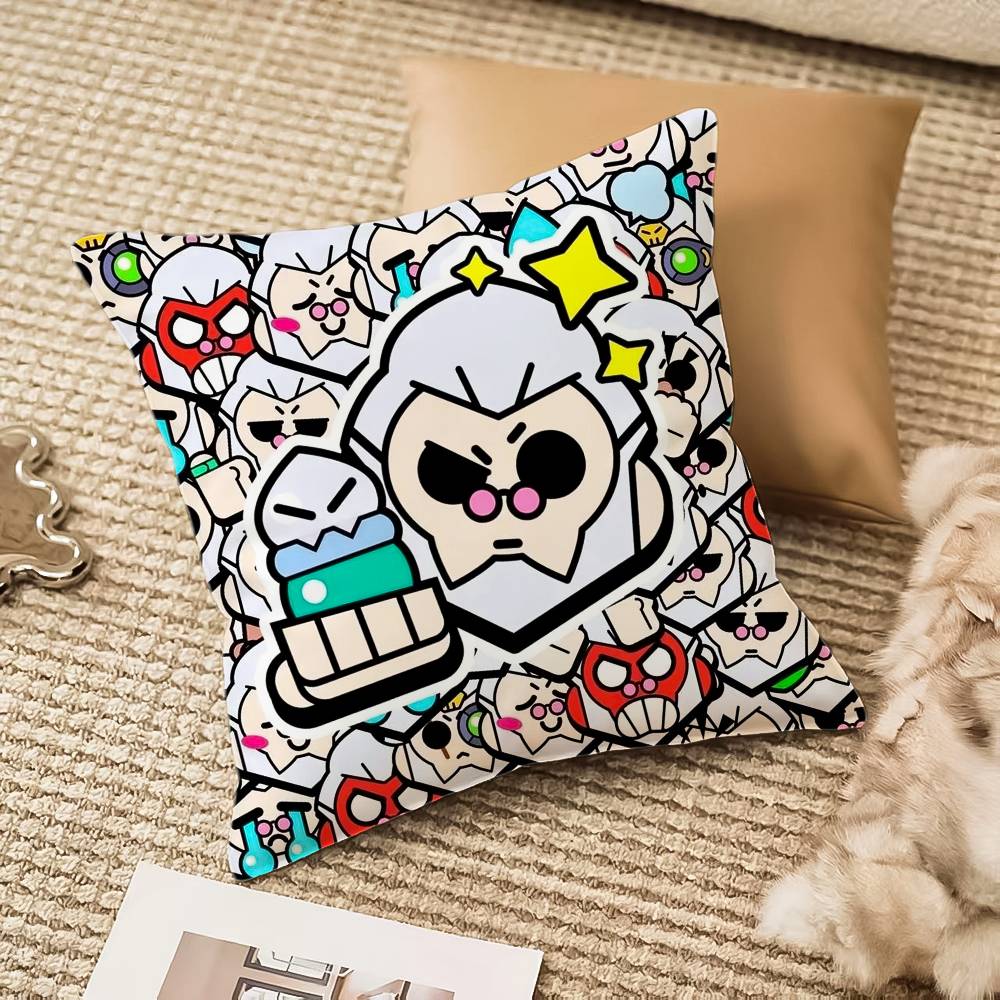 B-Brawl Anime S-Stars Pillow Case Anti-dustmite Pillowcase Invisible Zipper Silky Short Plush Sofa Cushion Cover