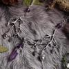 Gothic Retro Silver Color Tree Branch Pinecone Irregular White Crystal Tassel Pendant for Women Halloween Forest Witch Jewelry