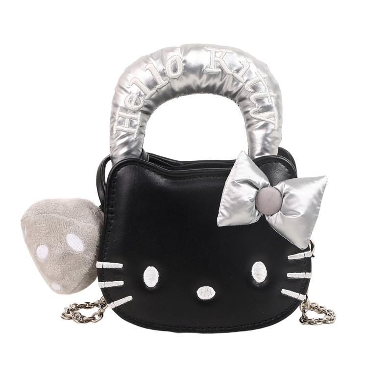 

Девочка мультяшная сумка-мессенджер Кт кошка премиум мини женская сумочка милая в западном стиле мультяшная сумка сумка через плечо чёрный