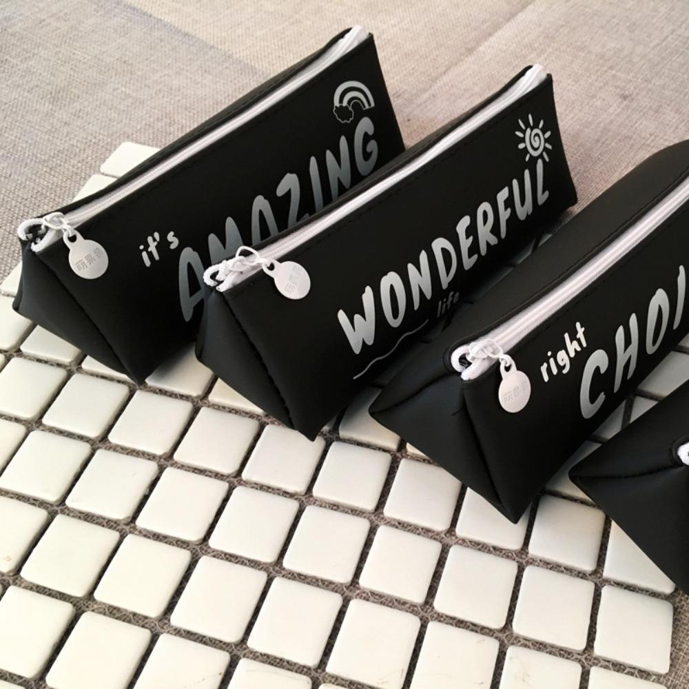 

PVC Jelly Gel Storage Bag Soft Pure Black Pencil Case Cute Pencil Case