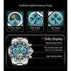 POEDAGAR Fashion Luxury Men Watch Automatic Date Week Man Wristwatch Hollow Tourbillon Mechanical Stainless Steel Men's Watches