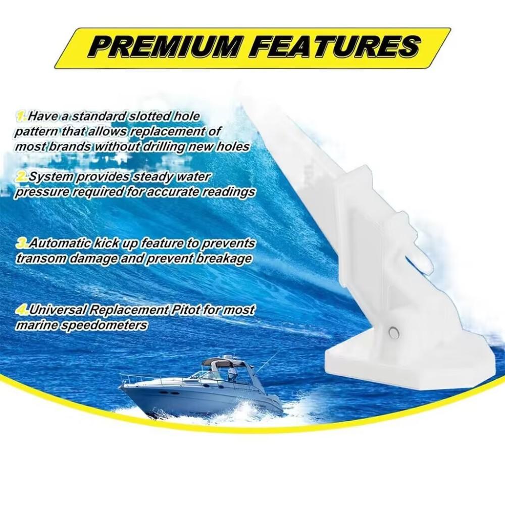Universal Marine Speed Gauge Acceleration Guide Tube – 80 Mph Speedometer Pitot Tube, Anti-Weed Design, Replacement For Most Boats