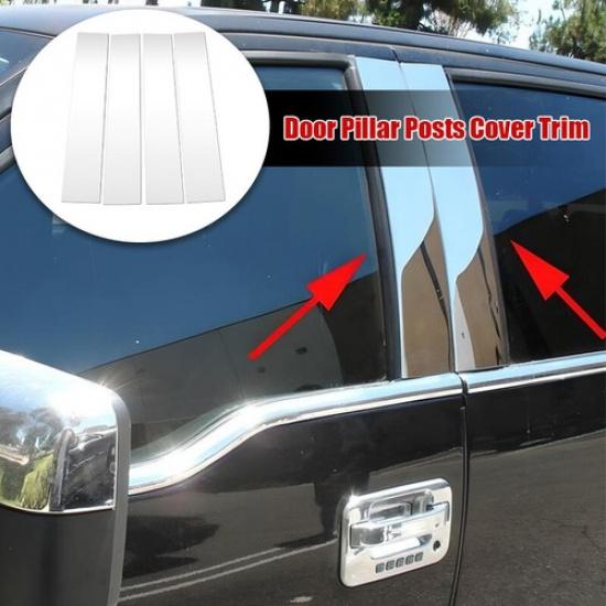 4x Chrome Car Window B Pillar Post Trim Accessories For Ford F150 F-150 2004-14
