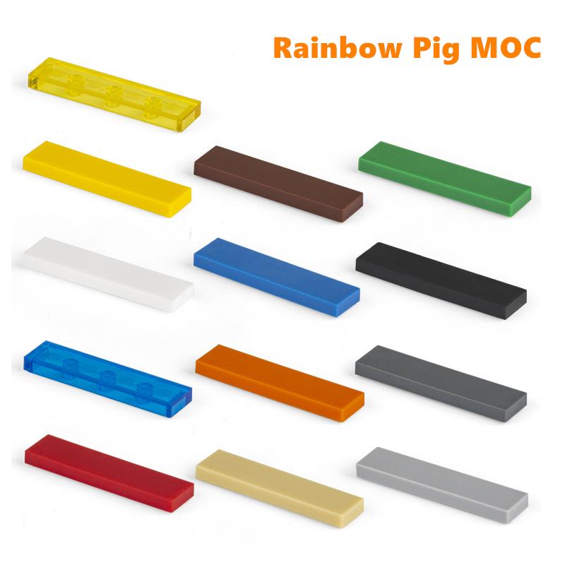 Rainbow Pig MOC Parts 2431 91143 35371 Tile 1 x 4 with Compatible Bricks DIY Assmble Building Blocks Particle Kid Toys