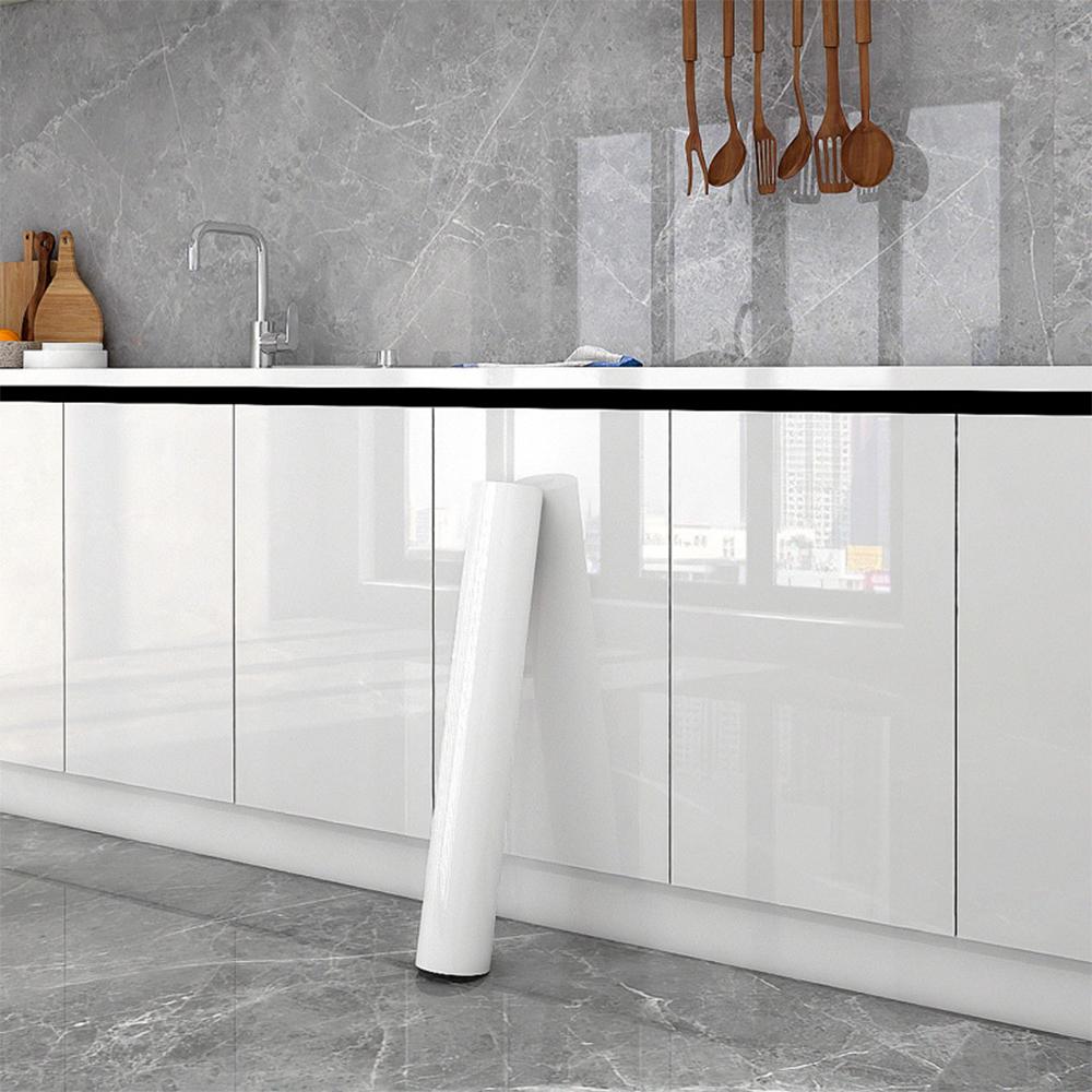 

Жемчужно-белая самоклеящаяся декоративная пленка ПВХ, обои для самостоятельной поклейки, наклейки для реставрации мебели, водонепроницаемые обои для кухонного шкафа 55cm x 200cm