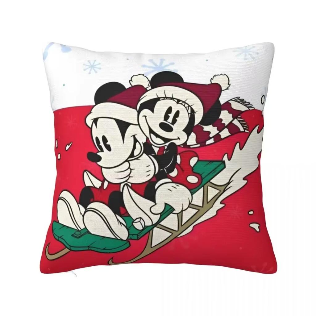 2026 Nové Vánoce Veselý Kreslený Mickey a Minnie Oboustranně Tištěný Čtvercový Povlak na Polštář Ložnice Obývací Pokoj Povlak na Polštář