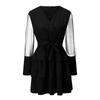 Women's Casual Color Patchwork Mesh Sleeves Long Sleeve Dress Cake Dress