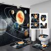 Fantasy Earth And Moon Galaxy Cosmic Space Sky Shower Curtains Bathroom Curtain Set Bath Mats Rug Bathtub Accessories Home Decor