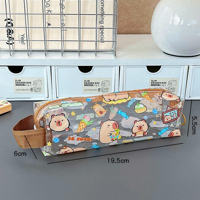 

Kapibara pencil case Cartoon transparent large-capacity stationery bag Cute student high-value pencil case Pencil case