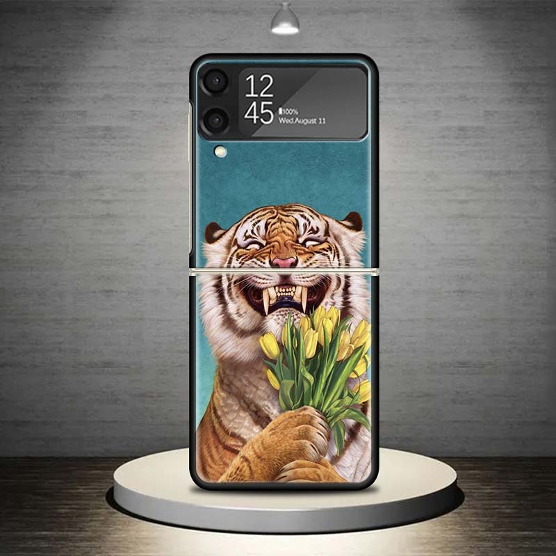 Superior Tiger Pattern Art Phone Case For Samsung Galaxy Z Flip 7 6 5 4 3 5G Shockproof Cover Z Flip7 Flip6 ZFlip5 Flip3 Flip4 L