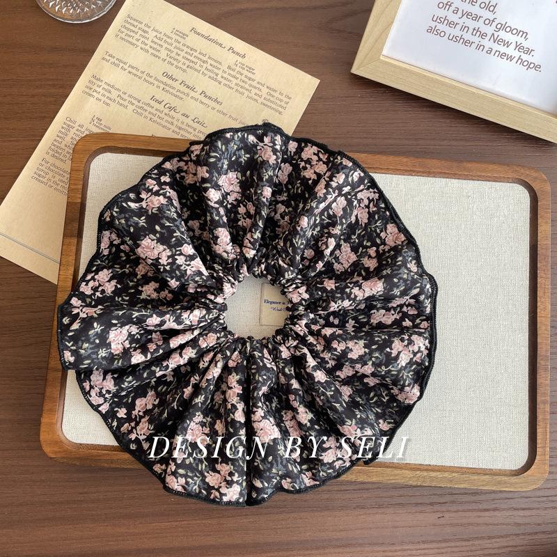 Luxurious French Rose Floral Gauze Hair Tie